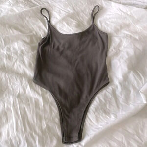SHEIN cami ribbed bodysuit gray size large